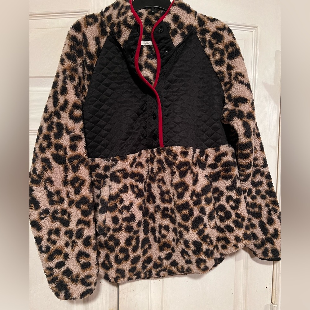 Maurice’s Leopard Print Sherpa Pullover